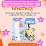 Sorteo Internacional Klook x Laneige con 20 Packs Cream Skin Zincpep Set