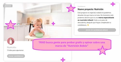 TRND busca gente para probar gratis y opinar sobre una marca de Nutrición Bebés