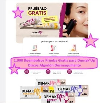1.000 Reembolsos Prueba Gratis para Demak’Up Discos Algodón Desmaquillante