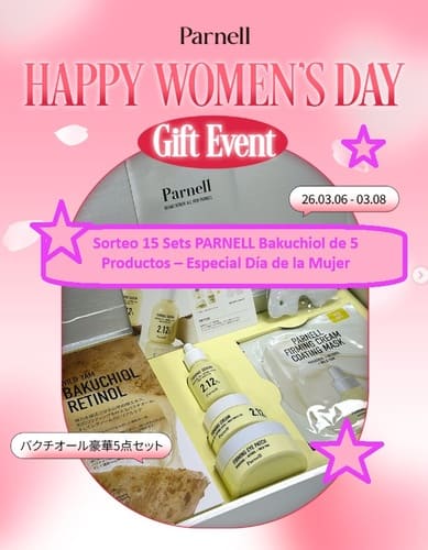 Sorteo 15 Sets PARNELL Bakuchiol de 5 Productos – Especial Día de la Mujer