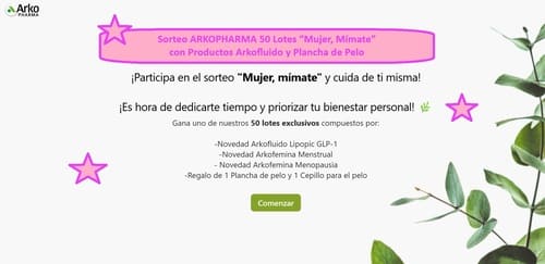 Sorteo ARKOPHARMA 50 Lotes “Mujer, Mímate” con Productos Arkofluido y Plancha de Pelo