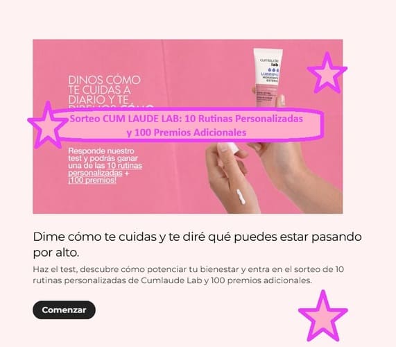 Sorteo CUM LAUDE LAB 10 Rutinas Personalizadas y 100 Premios Adicionales