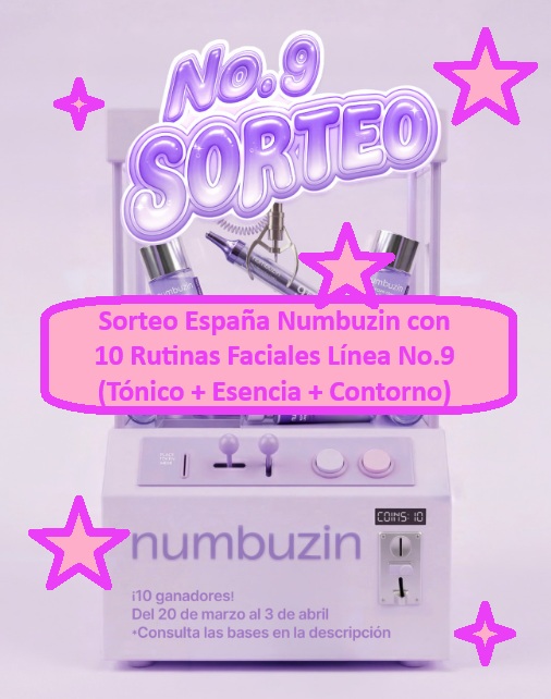 Sorteo España Numbuzin con 10 Rutinas Faciales Línea No.9 (Tónico + Esencia + Contorno)