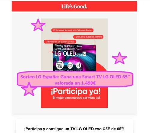 Sorteo LG España Gana una Smart TV LG OLED 65 valorada en 1.499€