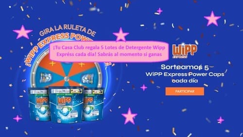 ¡Tu Casa Club regala 5 Lotes de Detergente Wipp Expréss cada día! Sabrás al momento si ganas