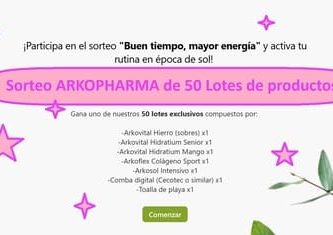 Sorteo ARKOPHARMA de 50 lotes de productos para energia al máximo en verano.