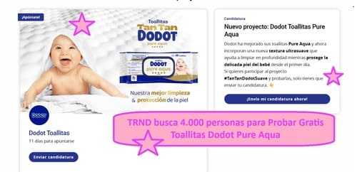 TRND busca 4.000 personas para Probar Gratis Toallitas Dodot Pure Aqua