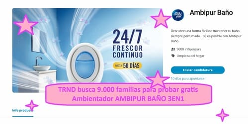 TRND busca 9.000 personas para probar gratis y opinar sobre ambientador AMBIPUR BAÑO