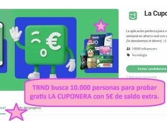 TRND busca 10.000 personas para probar gratis LA CUPONERA con 5€ de saldo extra.