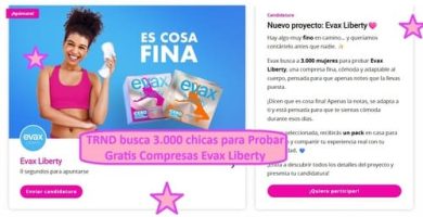 TRND busca 3.000 chicas para Probar Gratis Compresas Evax Liberty