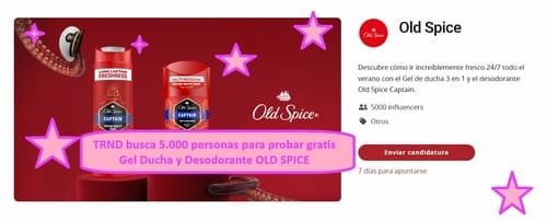 TRND busca 5000 personas para probar gratis Gel Ducha y Desodorante OLD SPICE