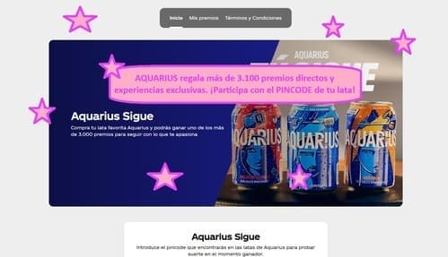 AQUARIUS regala más de 3.100 premios directos y experiencias exclusivas. ¡Participa con el PINCODE de tu lata!