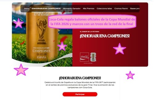 Coca-Cola regala balones oficiales de la Copa Mundial de la FIFA 2026 y marcos con un trozo de la red de la final