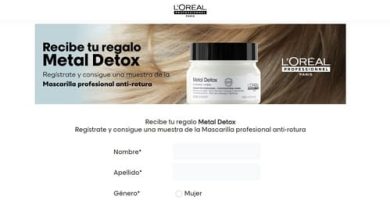 Muestras gratis mascarilla Metal Detox de L'Oréal Professionnel, cabello teñido.