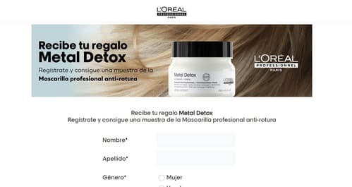 Muestras gratis mascarilla Metal Detox de L'Oréal Professionnel, cabello teñido.