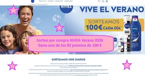 Sorteo por compra NIVEA Verano 2026 gana uno de los 92 premios de 100 €