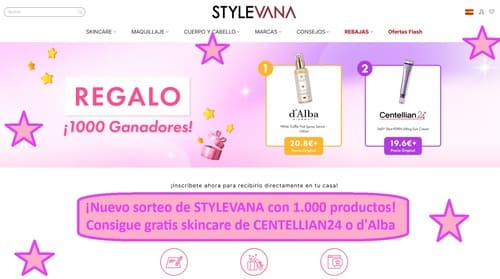 ¡Nuevo sorteo de STYLEVANA con 1.000 productos! Consigue gratis skincare de CENTELLIAN24 o d'Alba