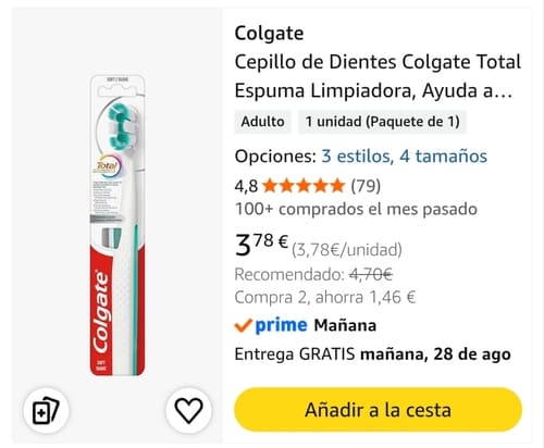 Colgate Total Cepillo de Dientes Espuma Limpiadora Suave