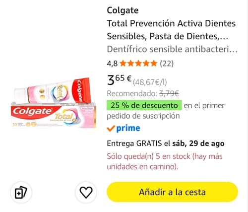 Colgate Total Prevenci&oacute;n Activa + Sensitive