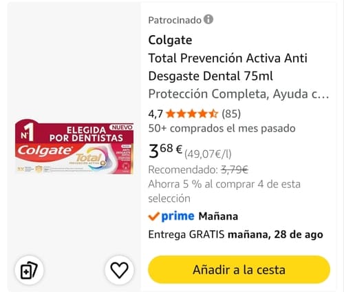 Colgate Total Prevenci&oacute;n Activa + Anti-Desgaste Dental