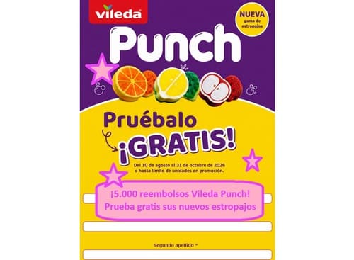 5.000 reembolsos Vileda Punch Prueba gratis sus nuevos estropajos