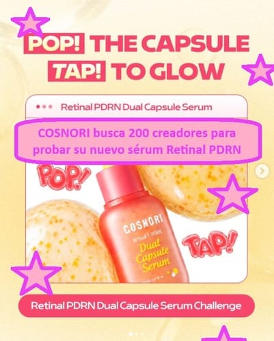 COSNORI busca 200 creadores para probar su nuevo sérum Retinal PDRN
