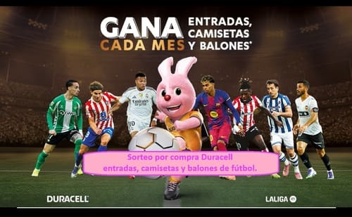 Sorteo por compra Duracell entradas, camisetas y balones de fútbol.