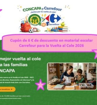 Cupón de 6 € de descuento en material escolar Carrefour para la Vuelta al Cole 2026