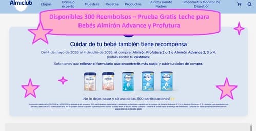 Disponibles 300 Reembolsos – Prueba Gratis Leche para Bebés Almirón Advance y Profutura