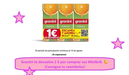 Granini te devuelve 1 € por comprar sus Minibrik 🍊 ¡Consigue tu reembolso!
