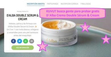 KUVUT busca gente para probar gratis D´Alba Crema Double Sérum & Cream