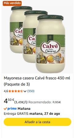 Pack 3 mayonesas Calve en oferta Amazon