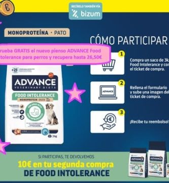 Prueba GRATIS el nuevo pienso ADVANCE Food Intolerance para perros y recupera hasta 26,50€