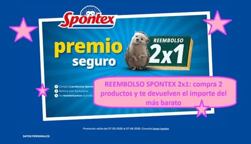 REEMBOLSO SPONTEX 2x1 compra 2 productos y te devuelven el importe del más barato