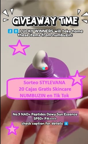 Sorteo STYLEVANA de 20 Cajas Gratis Skincare NUMBUZIN en Tik Tok