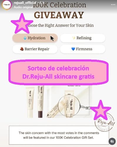 Sorteo de celebración Dr.Reju-All skincare gratis
