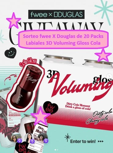 Sorteo fwee X Douglas de 20 Packs Labiales 3D Voluming Gloss Cola