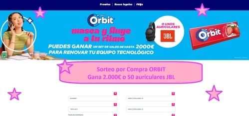 Sorteo por Compra ORBIT, gana 2.000€ o 50 auriculares JBL