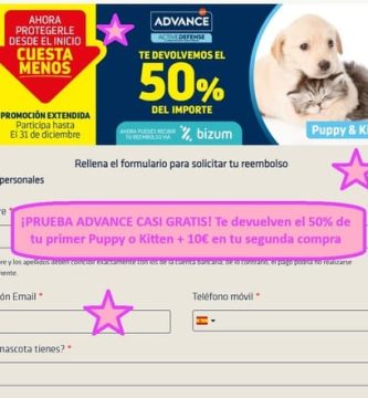 ¡PRUEBA ADVANCE CASI GRATIS! Te devuelven el 50% de tu primer Puppy o Kitten + 10€ en tu segunda compra
