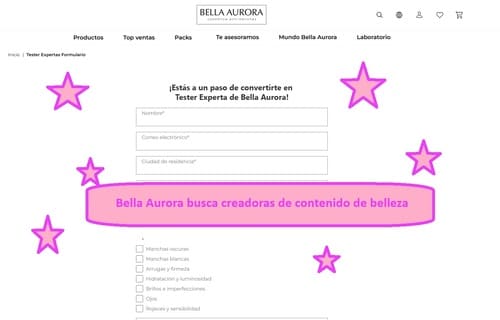 Bella Aurora busca creadoras de contenido de belleza