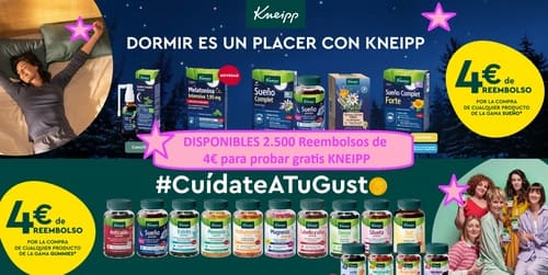 DISPONIBLES 2.500 Reembolsos de 4€ para probar gratis KNEIPP