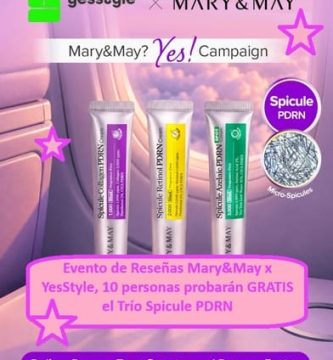 Evento de Reseñas Mary&May x YesStyle, 10 personas probarán GRATIS el Trío Spicule PDRN