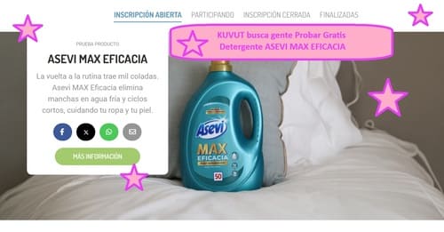 KUVUT busca gente Probar Gratis Detergente ASEVI MAX EFICACIA