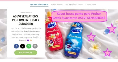 Kuvut busca gente para Probar Gratis Suavizante ASEVI SENSATIONS