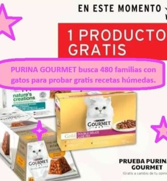 PURINA GOURMET busca 480 familias con gatos para probar gratis sus recetas húmedas.
