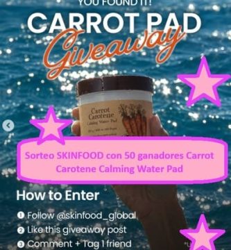 Sorteo SKINFOOD con 50 ganadores Carrot Carotene Calming Water Pad