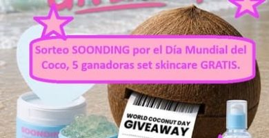 Sorteo SOONDING por el Día Mundial del Coco, 5 ganadoras set skincare GRATIS.