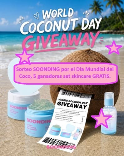 Sorteo SOONDING por el Día Mundial del Coco, 5 ganadoras set skincare GRATIS.
