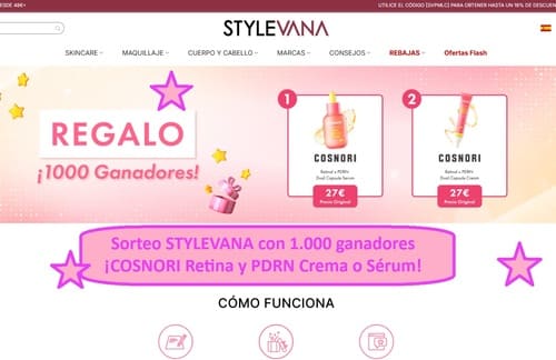 Sorteo STYLEVANA con 1.000 ganadores ¡COSNORI Retina y PDRN Crema o Sérum!