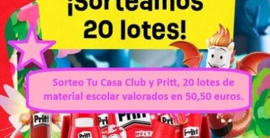Sorteo Tu Casa Club y Pritt 20 lotes de material escolar valorados en 50,50 euros.